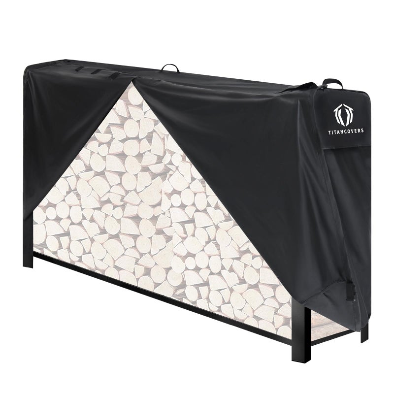 TitanCovers 8ft Firewood Rack Cover 600D Heavy Duty Oxford Log Rack Cover Waterproof Windproof SunProof Outdoor Wood Rack Covers Rack Not Included - Image 2