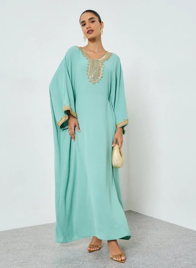 Take Two Light Blue Embroidered Lace Kaftan