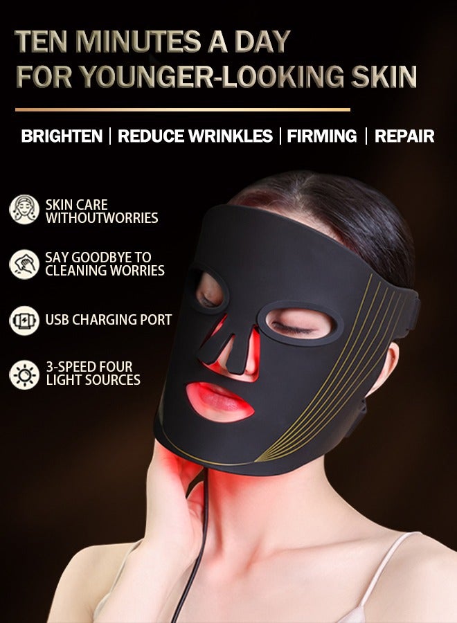 إسكدنيا قناع فوتون للوجه بتقنية LED، علاج بالضوء الأحمر للوجه، قناع مرن وناعم بالأشعة تحت الحمراء، قناع سيليكون ثلاثي الألوان، علاج بالضوء الأحمر، مضاد للشيخوخة، تبييض، أجهزة تجميل منزلية متقدمة - Image 2