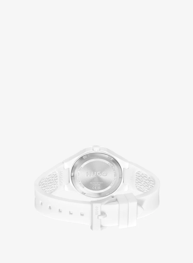 HUGO #Lit For Her Collection Analog Quartz Watch For Women With White Silicone Bracelet - 1540165
