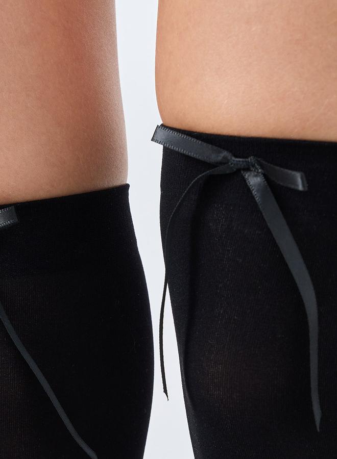 Styli High Plain Stockings with Ribbon Detail - Image 3