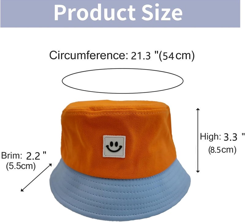 AJG Kids Sun Hat Smile Face Bucket Hat for Girls Boys Summer Sun Protection Cotton Unisex Beach Cap - Image 4