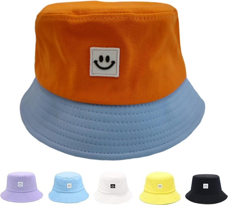 AJG Kids Sun Hat Smile Face Bucket Hat for Girls Boys Summer Sun Protection Cotton Unisex Beach Cap - Image 1