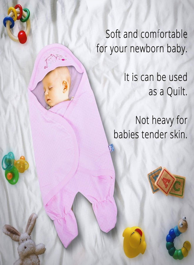 Pokory Warm Wrap New Born Infant Baby Girls and Boys Luxury Soft Warm Wrapper Cover Winter Blanket Cum Quilt Towel Sleeping Bag Wrap for 0 to 12 Months -Pink - Image 3
