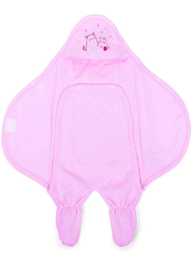 Pokory Warm Wrap New Born Infant Baby Girls and Boys Luxury Soft Warm Wrapper Cover Winter Blanket Cum Quilt Towel Sleeping Bag Wrap for 0 to 12 Months -Pink - Image 2