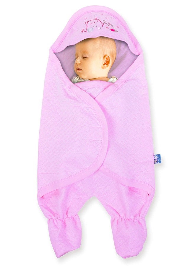 Pokory Warm Wrap New Born Infant Baby Girls and Boys Luxury Soft Warm Wrapper Cover Winter Blanket Cum Quilt Towel Sleeping Bag Wrap for 0 to 12 Months -Pink - Image 1