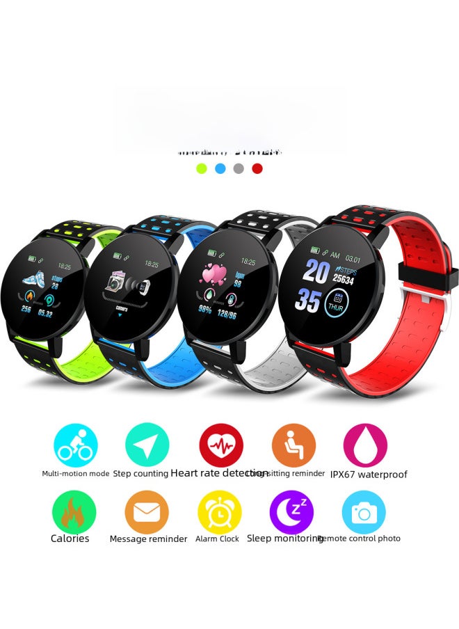 Generic Fashionable Bluetooth Smart Wristband Sport Step Counter Heart Rate Pressure Electronic Fitness Tracker Gift-Color:1.44 Screen Green/FITPRO  - Image 2