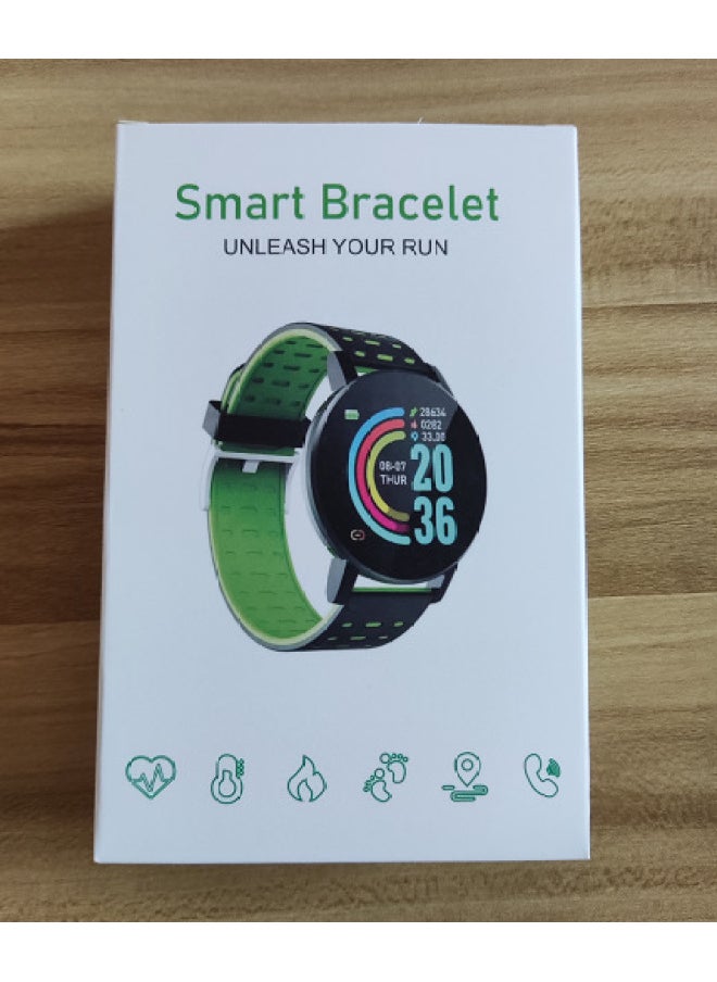 Generic Fashionable Bluetooth Smart Wristband Sport Step Counter Heart Rate Pressure Electronic Fitness Tracker Gift-Color:1.44 Screen Green/FITPRO  - Image 1