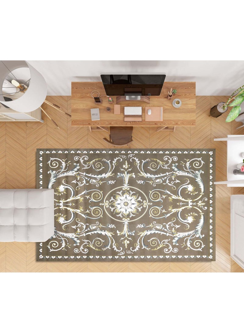 Alkaffary Carpet Francia Easy to clean and ideal for everyday use Size 3.00x5.00 , Color Brown - Image 3