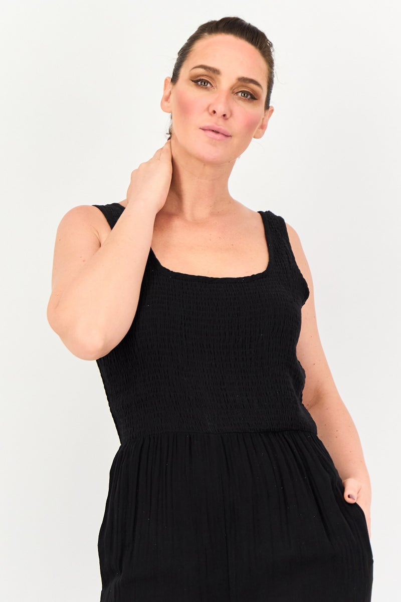 BRAVE SOUL Women Solid Sleeveless Jumpsuit, Black - Image 2