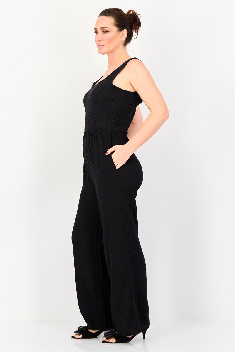 BRAVE SOUL Women Solid Sleeveless Jumpsuit, Black - Image 3