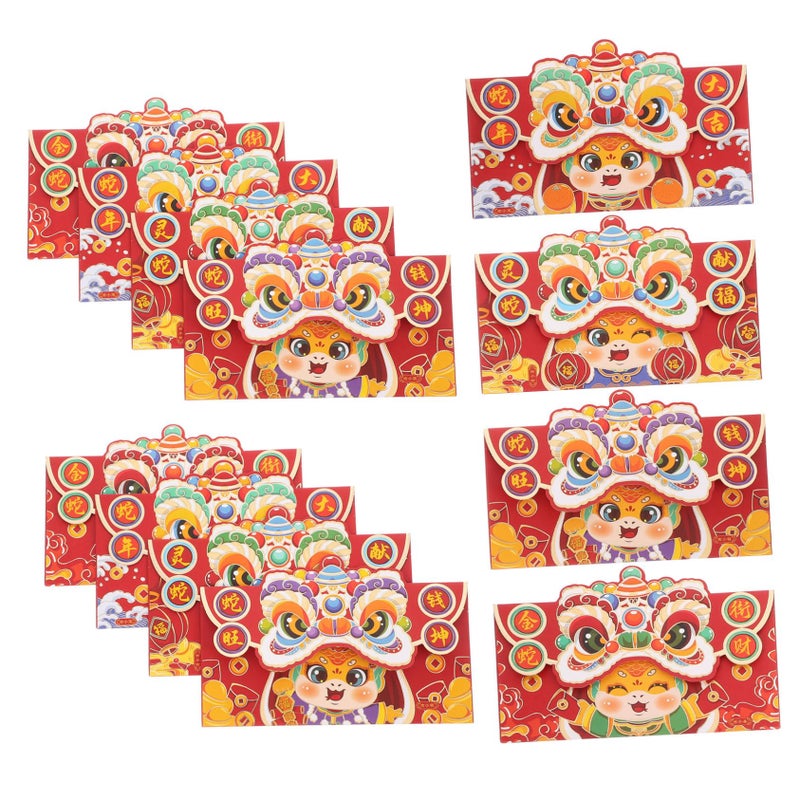 Traditional Chinese Red Envelopes Lucky Money Packets Set of 12 for Lunar New Year Wedding Fortune Celebration - Image 2