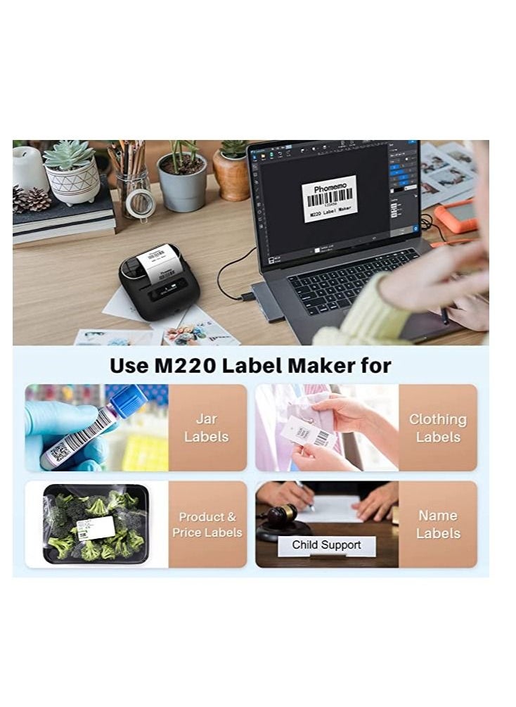 phomemo - Phomemo M220 Portable Thermal Label Makers Bluetooth Printer For Barcode Labeling Organizing Small Business Compatible With iOS And Android - Image 1