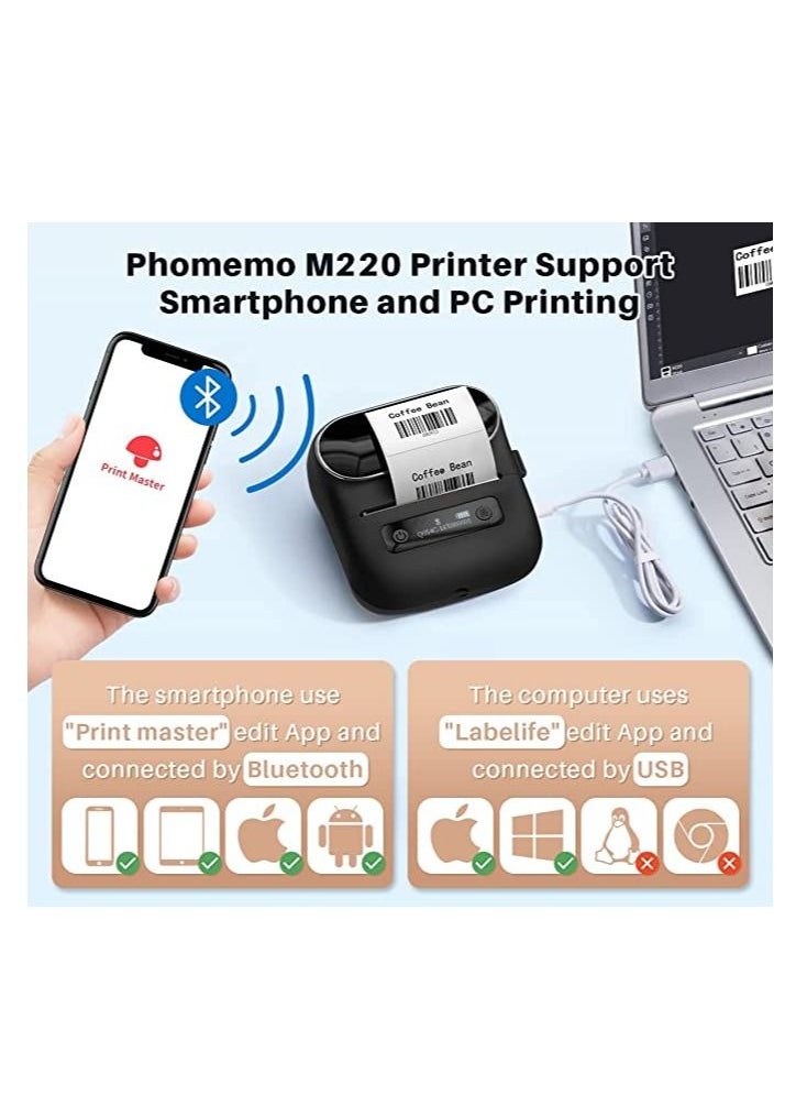 Phomemo M220 Portable Thermal Label Makers Bluetooth Printer For Barcode Labeling Organizing Small Business Compatible With iOS And Android - pzsku/Z90C47EE8719E074DEE46Z/45/_/1677057982/3e05fe76-cef1-4898-8385-6bc40f43c03e