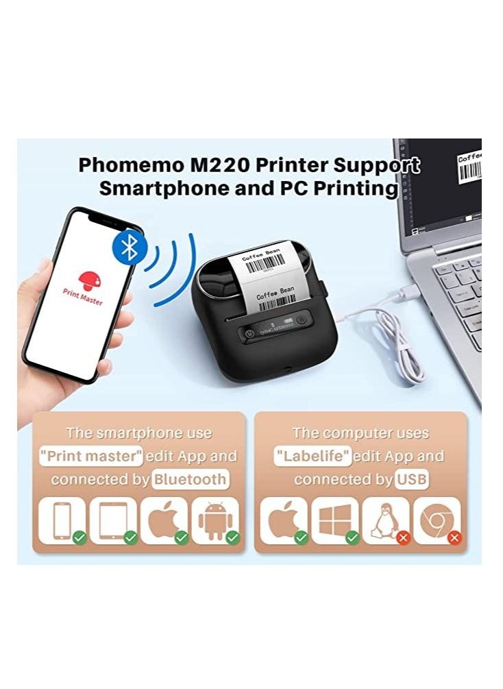 phomemo - Phomemo M220 Portable Thermal Label Makers Bluetooth Printer For Barcode Labeling Organizing Small Business Compatible With iOS And Android - Image 1
