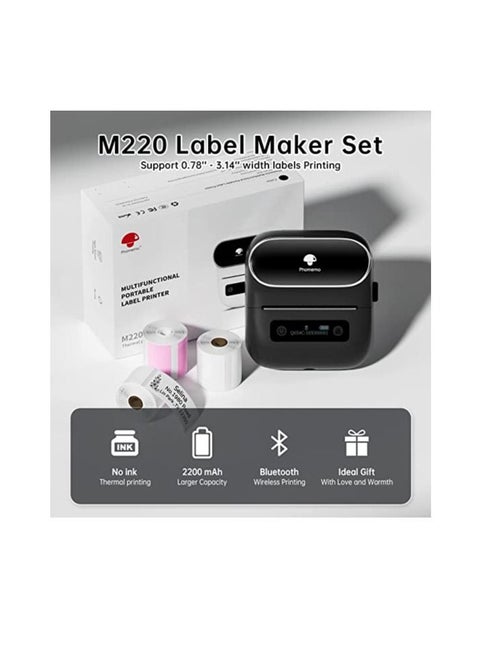 Phomemo M220 Portable Thermal Label Makers Bluetooth Printer For Barcode Labeling Organizing Small Business Compatible With iOS And Android