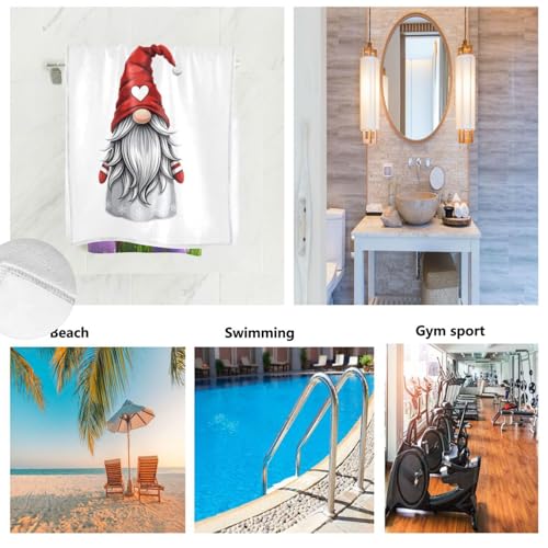 Wamika Christmas Gnome Hand Towels Ultra Soft Winter Snowflakes White Towels Kitchen Fingertip Towel Washcloths Highly Absorbent SPA Gym Guest Shower Towels Xmas Bathroom Decor 16 x 30 in - Image 2