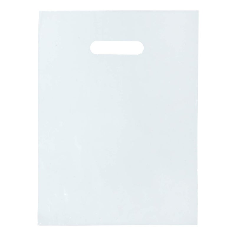 100 Clear Plastic Bags with Handles  12x15 Glossy Retail Shopping Bags for Small Business Boutique Gift and Trade Show