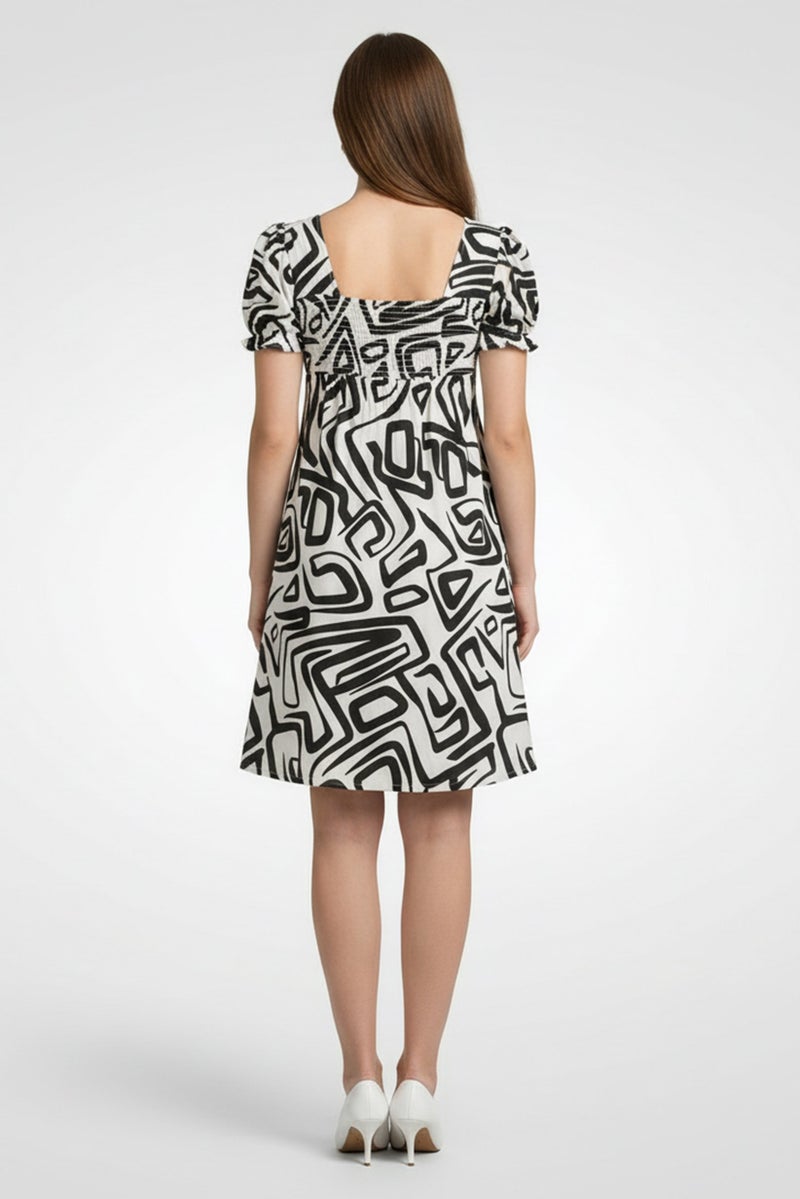 Willow & Whistle Women Abstract Print Mini Casual Dress, Multicolor - Image 4