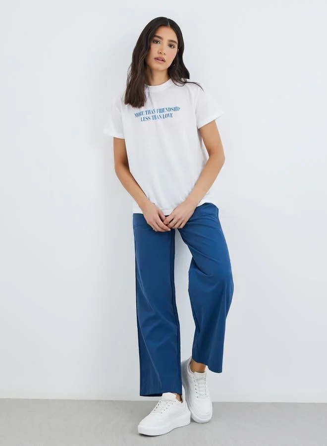 Take Two Slogan Print Round Neck T-Shirt