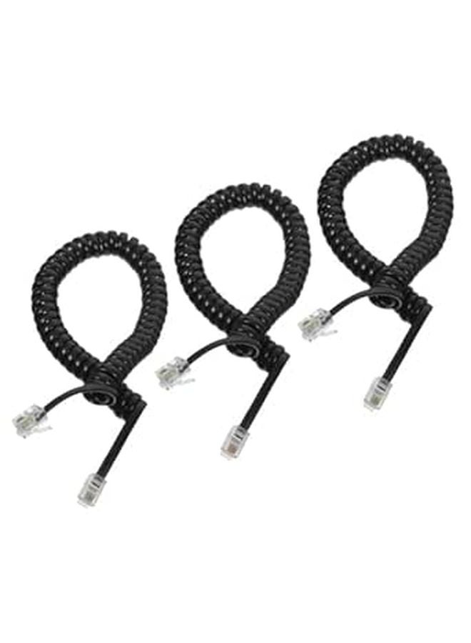 Coiled Telephone Cord Set 3 Pack for Desk Phones Standard Landline Receiver Cable - Image 1