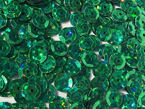Golden Leaf Sequins 8mm 1000/Pkg Crazy Dots Finish Emerald Green - Image 1