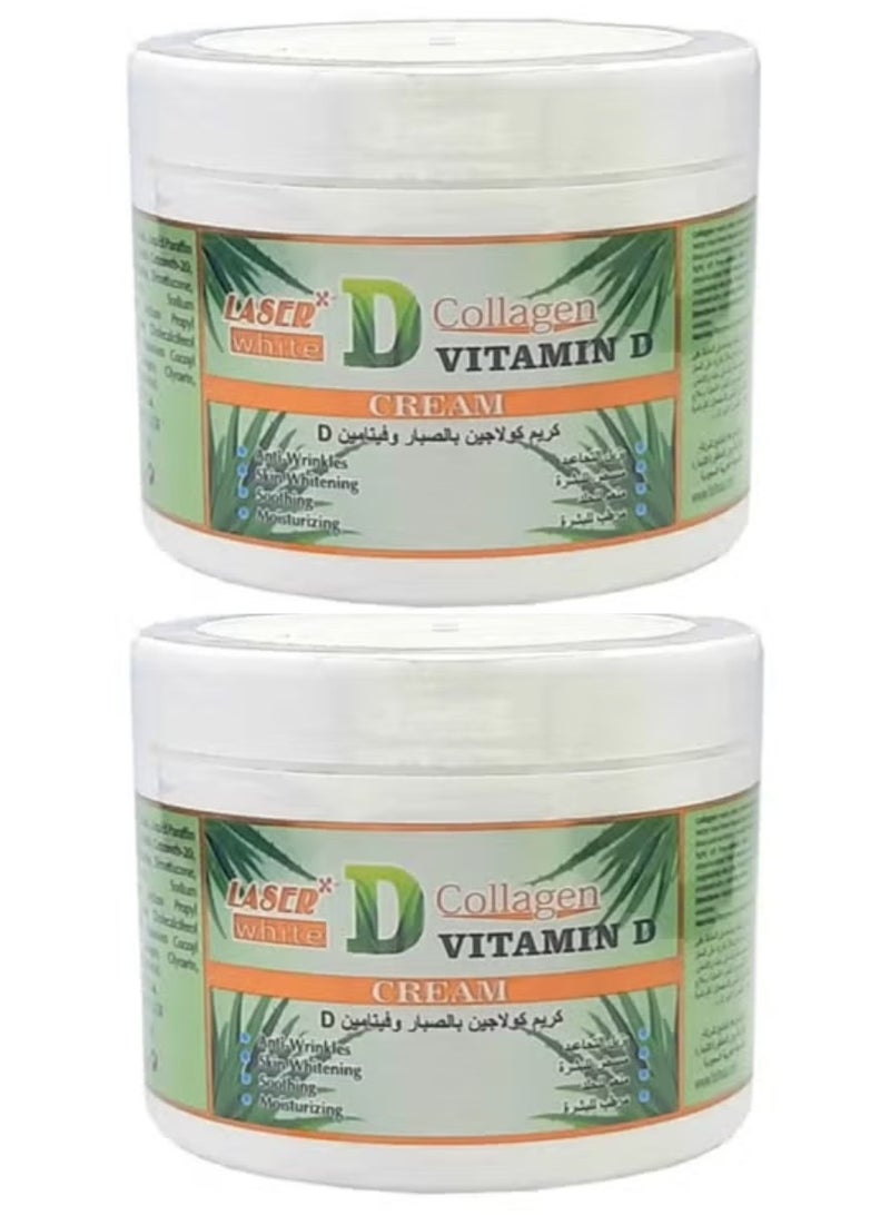 laser white 2 pcs of Collagen Aloe Vera Vitamin D Whitening And Anti-Aging Face Cream 113 grams - Image 1