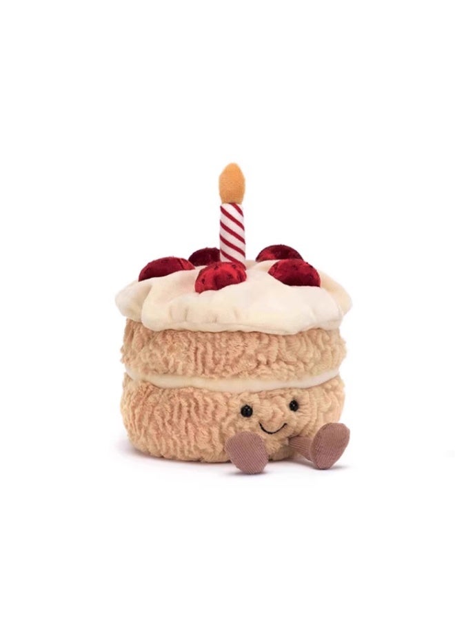 Fun birthday cake plush toy soothing doll soft puppet