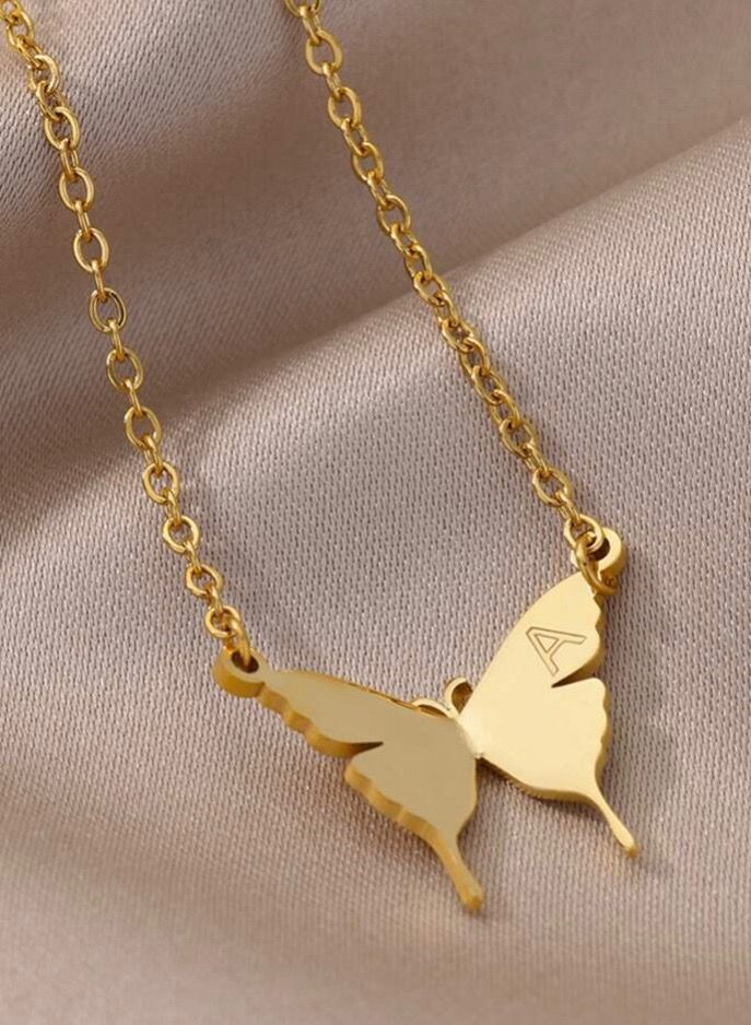 نون-شى سلسال نسائي مصنوع من الاستانلس ستيل مطلي باللون الذهبي عيار 18 - Image 2