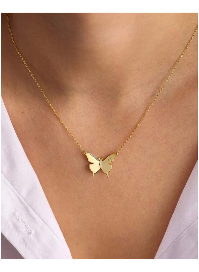 نون-شى سلسال نسائي مصنوع من الاستانلس ستيل مطلي باللون الذهبي عيار 18 - Image 1