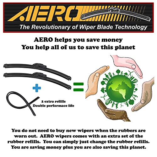 AERO Voyager 22 22 Windshield Wipers Premium AllSeason Automotive Replacement Wiper Blades with Extra Rubber Refills 1Year Warranty Pack of 2 - Image 3