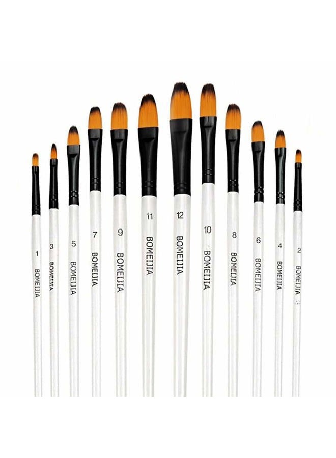 Auhoahsil Watercolor Paint Brush Set, 12pcs Filbert Tip Nylon Hair Artist Paintbrushes for Acrylic Watercolor Oil Ink Canvas Painting, Face Body Nail Art, Model, Rock, Shoes & Crafts, Professionals Art Supplies - Image 1