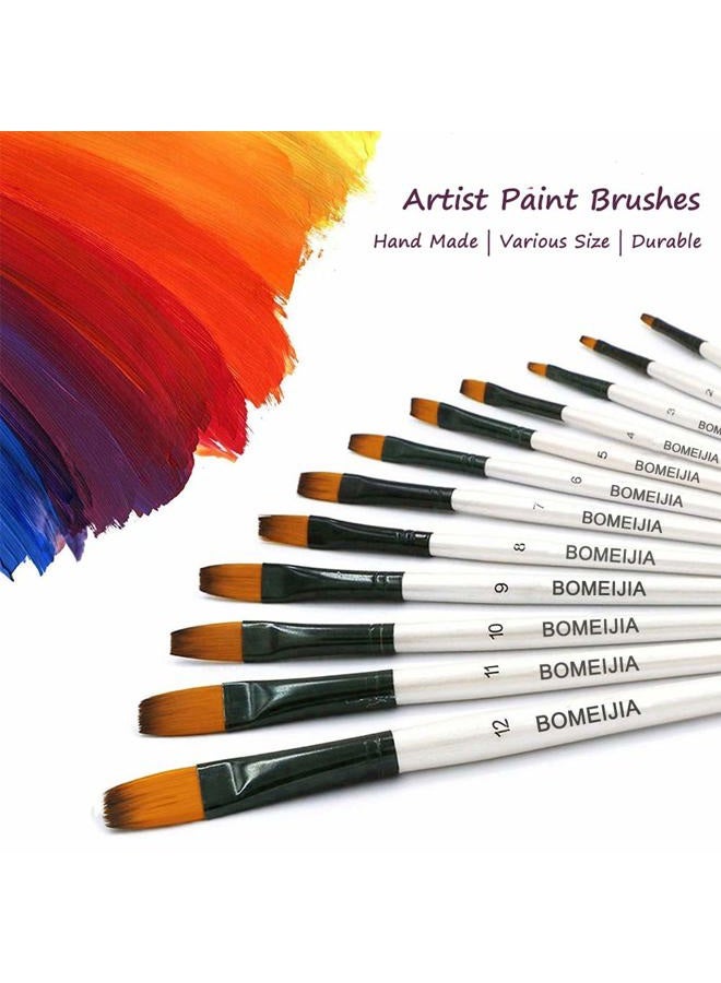 Auhoahsil Watercolor Paint Brush Set, 12pcs Filbert Tip Nylon Hair Artist Paintbrushes for Acrylic Watercolor Oil Ink Canvas Painting, Face Body Nail Art, Model, Rock, Shoes & Crafts, Professionals Art Supplies - Image 2
