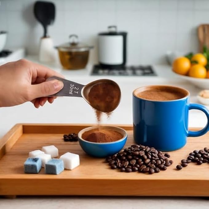 ريحني ملعقة قهوة، 2 قطعة، 15 مل، 30 مل، ملاعق قياس من الفولاذ المقاوم للصدأ للقهوة، دقيق السكر، مجموعة ملعقة كبيرة قصيرة المقبض - Image 3