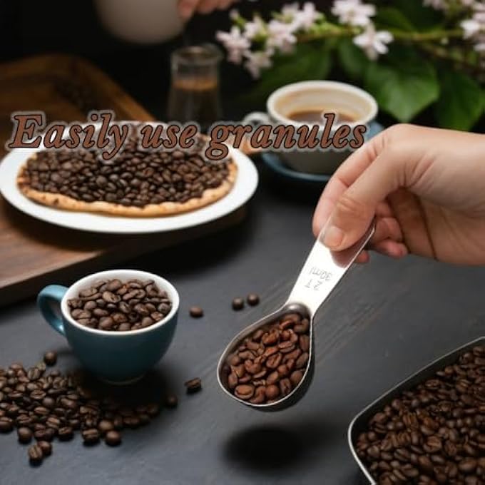 ريحني ملعقة قهوة، 2 قطعة، 15 مل، 30 مل، ملاعق قياس من الفولاذ المقاوم للصدأ للقهوة، دقيق السكر، مجموعة ملعقة كبيرة قصيرة المقبض - Image 5