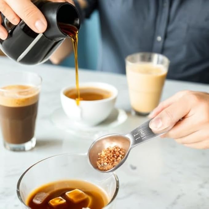 ريحني ملعقة قهوة، 2 قطعة، 15 مل، 30 مل، ملاعق قياس من الفولاذ المقاوم للصدأ للقهوة، دقيق السكر، مجموعة ملعقة كبيرة قصيرة المقبض - Image 4