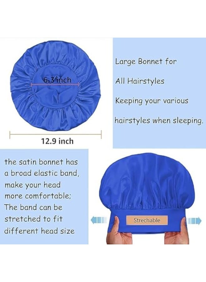 3 Pcs Satin Bonnet, Silk Bonnet for Sleeping, Black Women Hair Bonnet for Sleeping, Wide Soft Band Bonnet for Curly Hair, Protects Your Hair All Night, Soft, Smooth, for All Hairstyles - Image 2