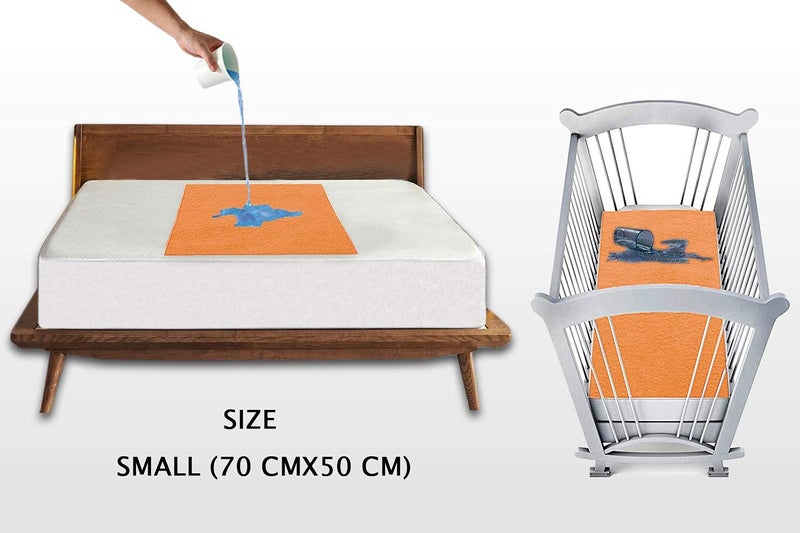 Trance Quick Dry - Soft Bed Protector Waterproof Baby Cot Sheet - (Small-70x50 cm,Orange) - Image 2