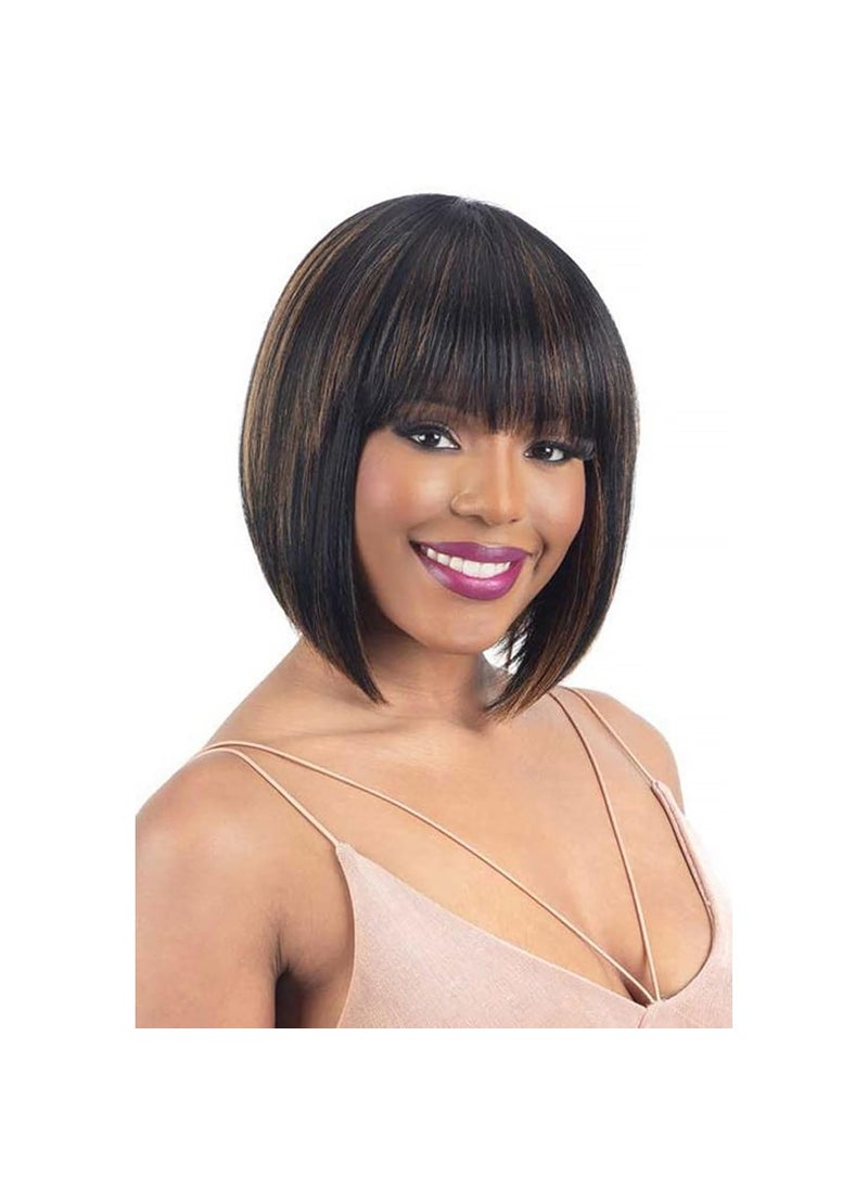 FREE TRESS Shake N Go Legacy Human Hair Blend Wig Victoria (1 JET BLACK) 