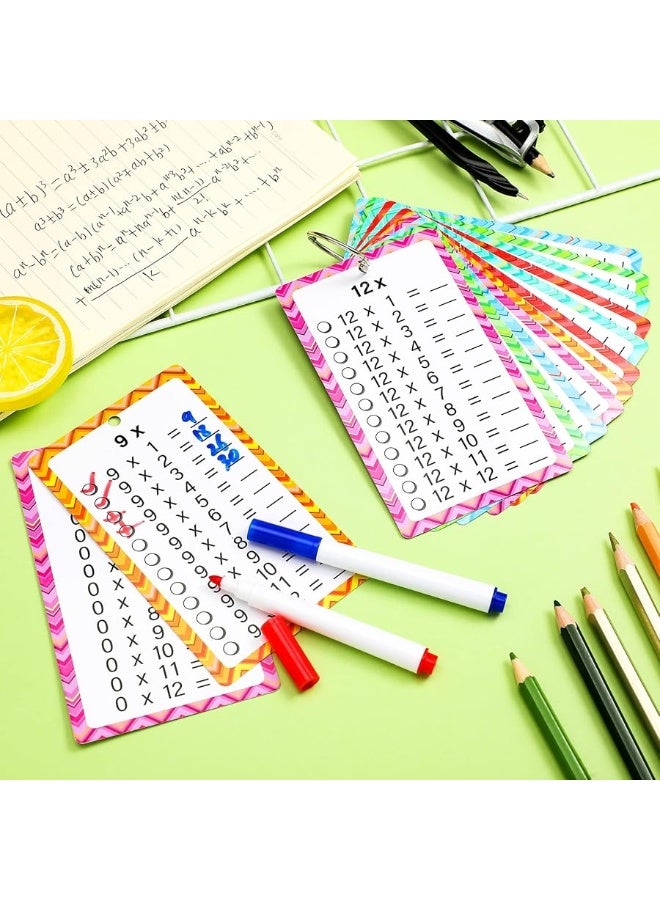 Geyee 1 Pack of 13 Multiplication Flashcards with 2 Dry Erase Markers and 2 Rings Multiplication Flashcards Math Flashcards Educational Timetable Flashcards for 1st to 3rd Grades Fun Learning with Math Game - Image 4