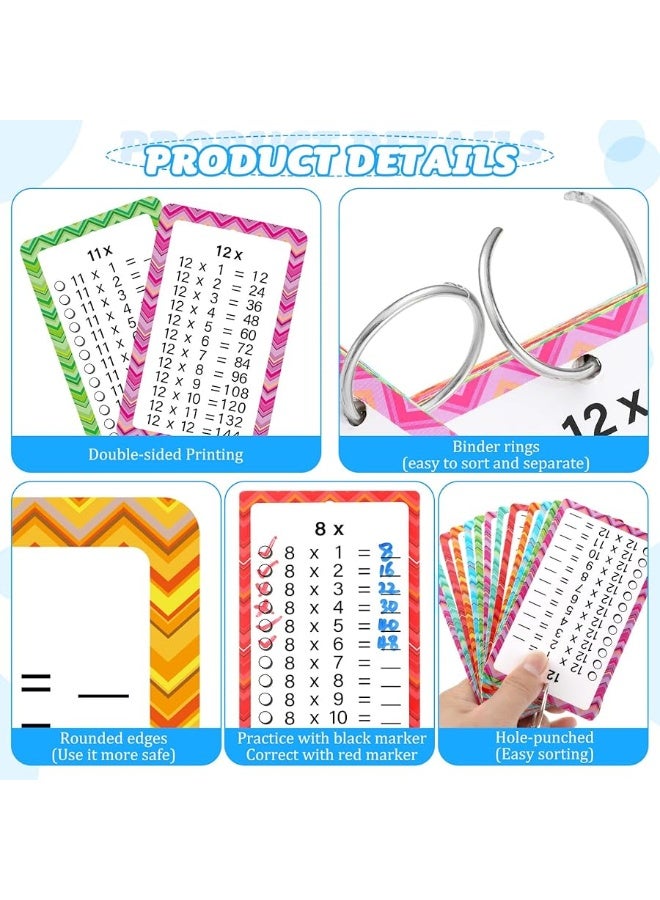 Geyee 1 Pack of 13 Multiplication Flashcards with 2 Dry Erase Markers and 2 Rings Multiplication Flashcards Math Flashcards Educational Timetable Flashcards for 1st to 3rd Grades Fun Learning with Math Game - Image 3