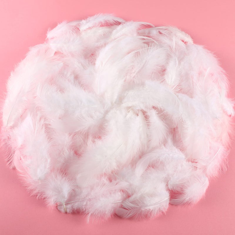 Soarer 300pcs White Feathers for Crafts - 3-5inch Feathers Bulk for Wedding Home Party, Dream Catcher Supplies and DIY Crafts(White) - Image 2