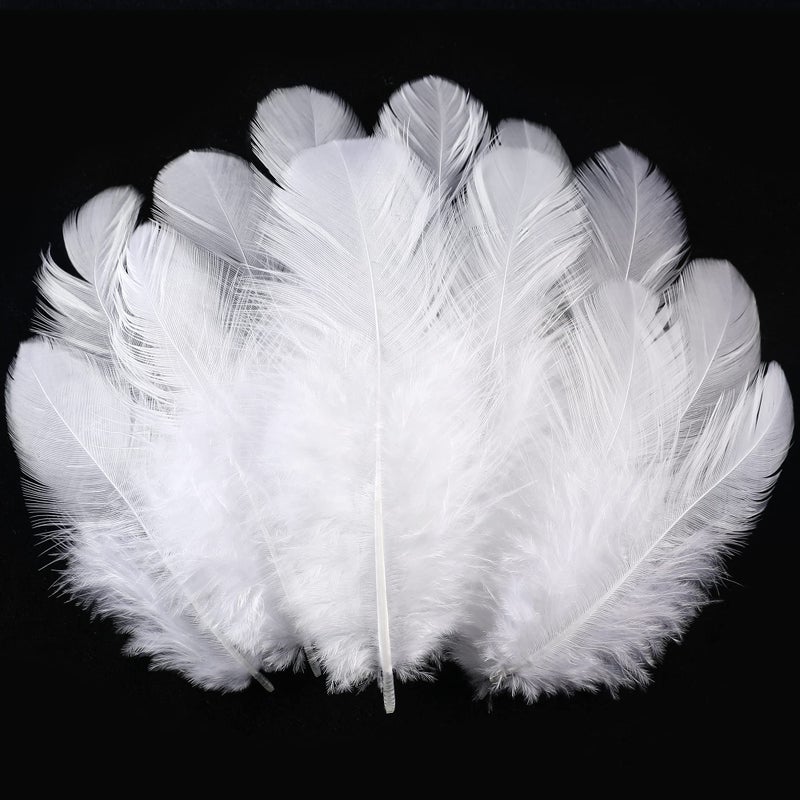 Soarer 300pcs White Feathers for Crafts - 3-5inch Feathers Bulk for Wedding Home Party, Dream Catcher Supplies and DIY Crafts(White) - Image 1