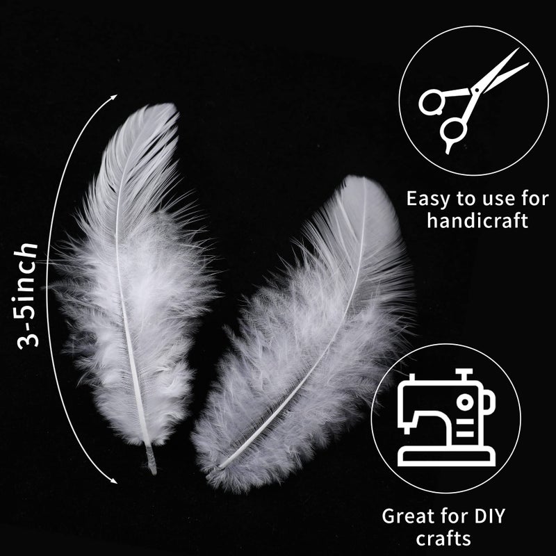 Soarer 300pcs White Feathers for Crafts - 3-5inch Feathers Bulk for Wedding Home Party, Dream Catcher Supplies and DIY Crafts(White) - Image 3