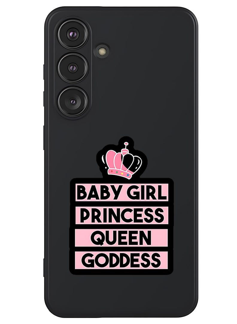 Theodor Protective Slim Fit Case Liquid Silicone Cover with Full Body Protection Anti-Scratch Shockproof Case For Samsung Galaxy S25 (Black) - Baby Girl Princess - Image 1
