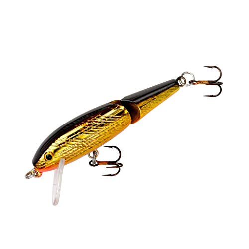 Rebel طُعم Rebel Lures المفصلي من نوع Minnow Crankbait للصيد، ذهبي/أسود، 1 7/8 بوصة، 3/32 أونصة - Image 1