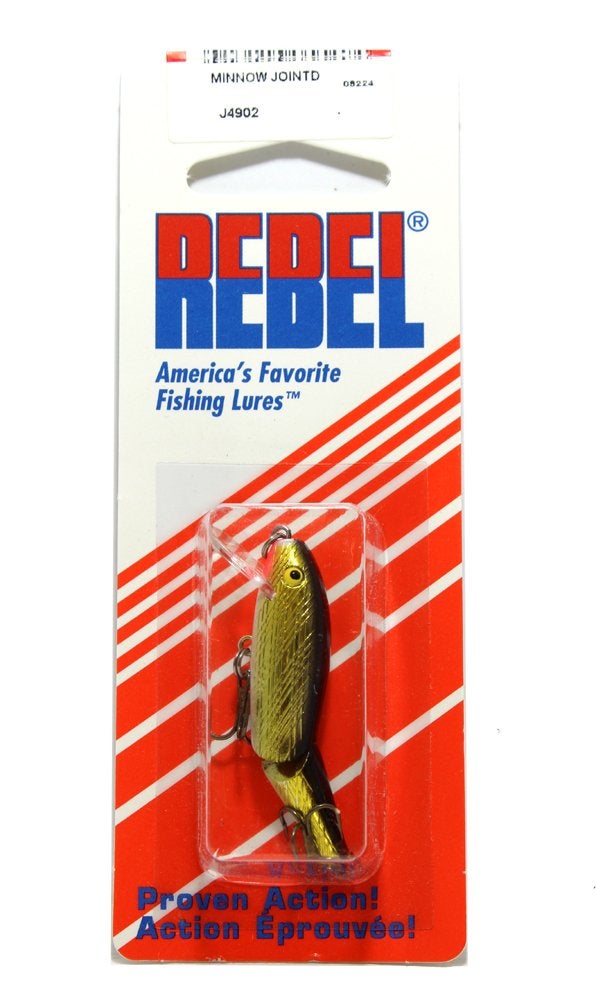 Rebel طُعم Rebel Lures المفصلي من نوع Minnow Crankbait للصيد، ذهبي/أسود، 1 7/8 بوصة، 3/32 أونصة - Image 2