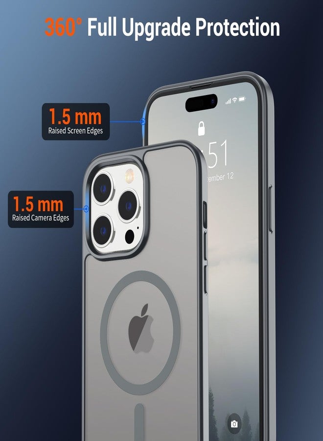 استلق جراب SUPFINE المغناطيسي لهاتف iPhone 14 Pro (متوافق مع MagSafe) (حماية من السقوط بمعايير عسكرية) جراب رفيع وشفاف غير لامع مقاوم للصدمات ومضاد لبصمات الأصابع، رمادي - Image 4