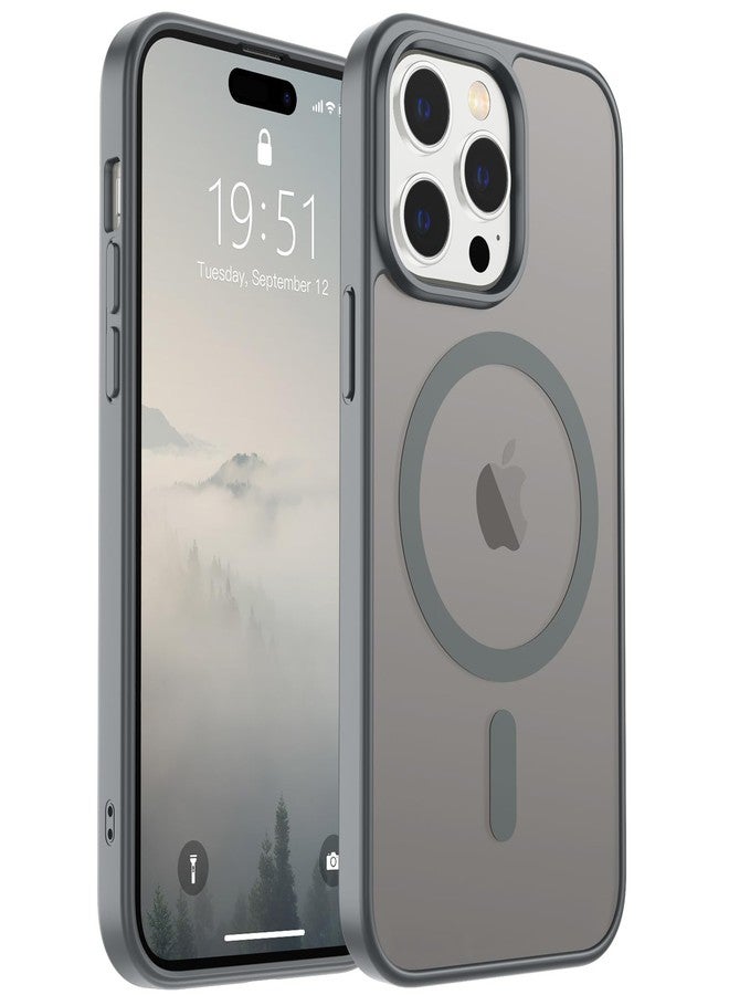 استلق جراب SUPFINE المغناطيسي لهاتف iPhone 14 Pro (متوافق مع MagSafe) (حماية من السقوط بمعايير عسكرية) جراب رفيع وشفاف غير لامع مقاوم للصدمات ومضاد لبصمات الأصابع، رمادي - Image 1