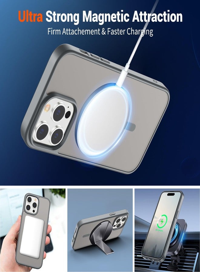 استلق جراب SUPFINE المغناطيسي لهاتف iPhone 14 Pro (متوافق مع MagSafe) (حماية من السقوط بمعايير عسكرية) جراب رفيع وشفاف غير لامع مقاوم للصدمات ومضاد لبصمات الأصابع، رمادي - Image 5